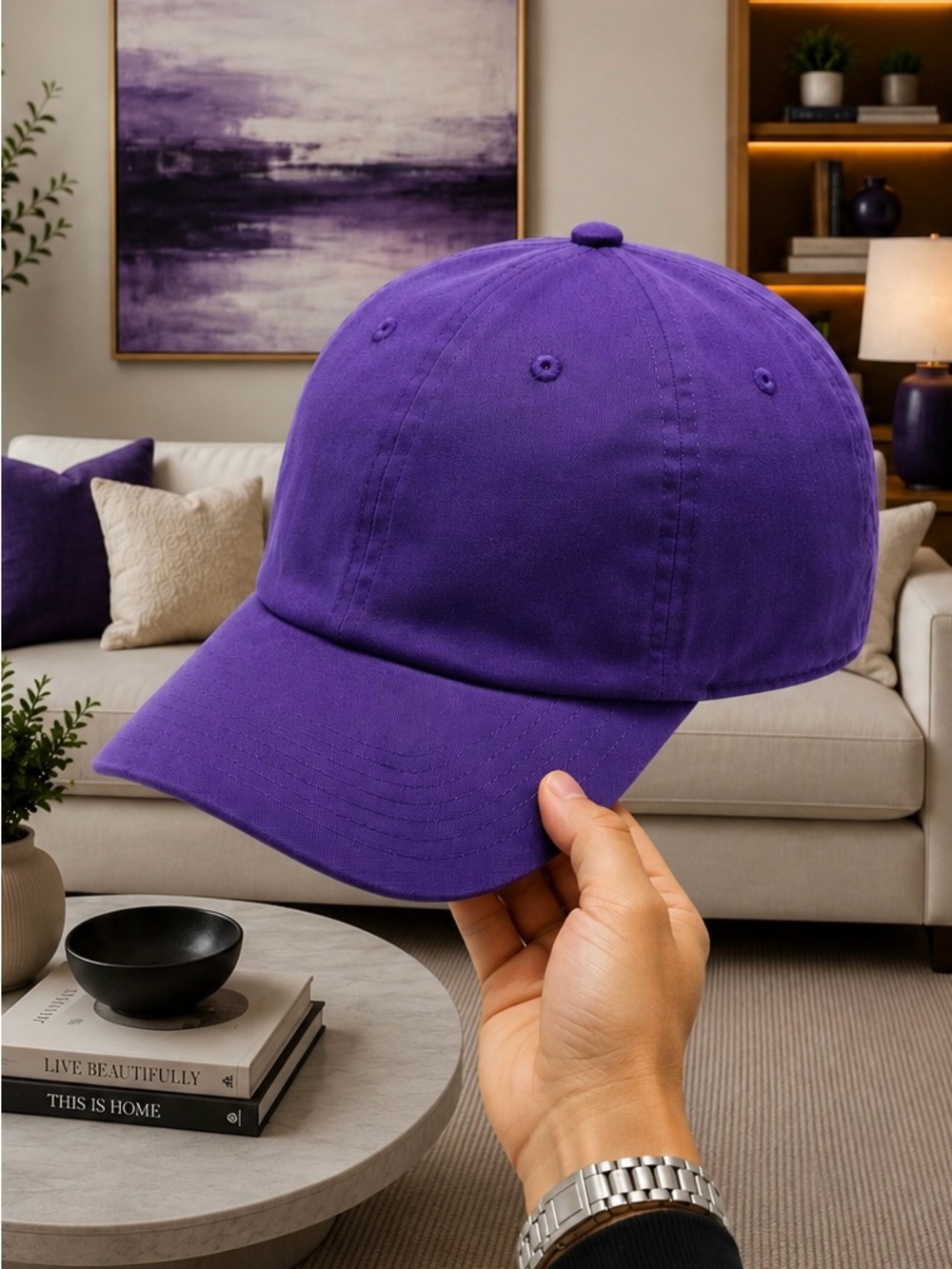 Purple Cambridge Adjustable Dad Hat – Classic Cotton Baseball Cap